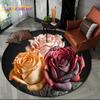 3D Dream Flower Rose Daisy Nordic Round Carpet Rug for Living Room Bedroom Child Playroom Chair Decor,Pet Area Rug Non-slip Mat