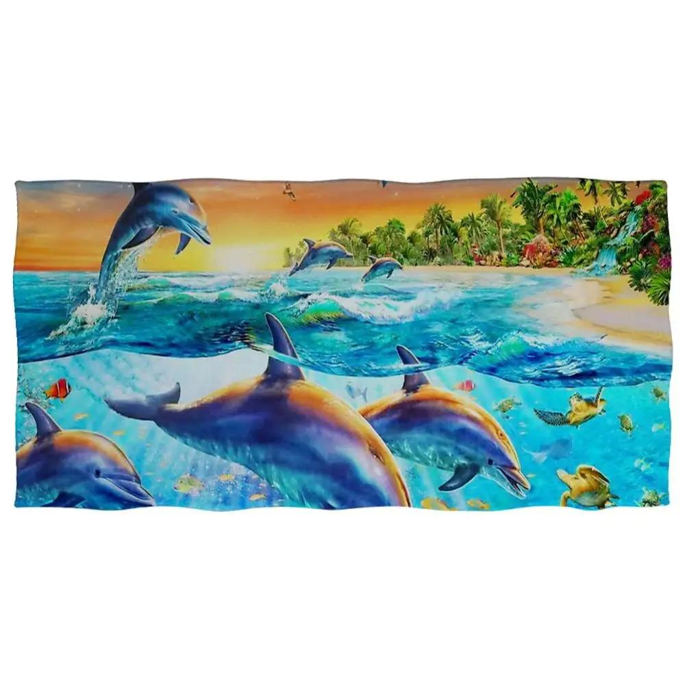 Ocean Animals Cotton Bath Towels 3D Dolphin Shark Turtle Whale Beach Towel Microfiber Home Textile Face Hair Hand Towel