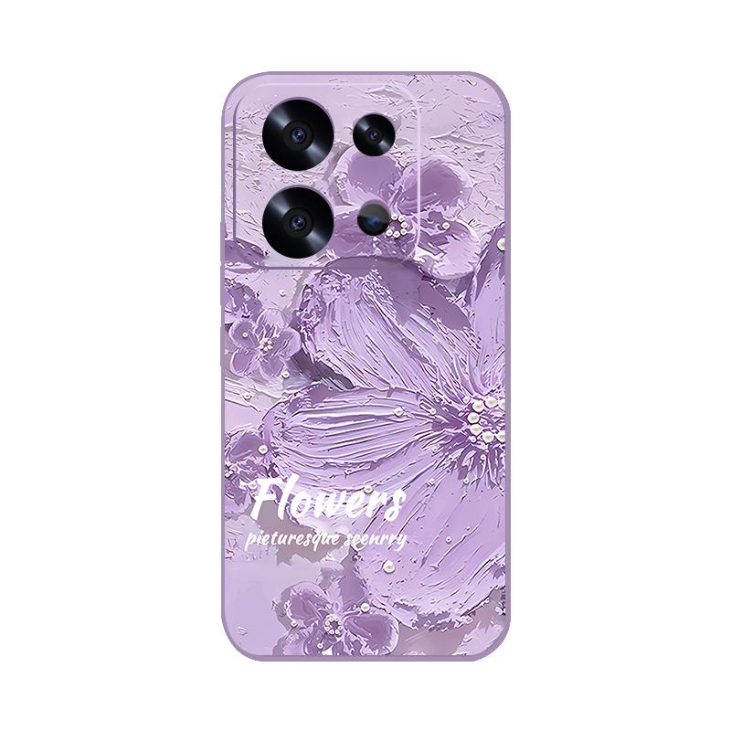 Oil Painting Flower Pattern Phone Case For Xiaomi Poco X6 F6 Pro 13T 11T Redmi Note 13 14 12 11 Pro Lens Protection Soft Shockproof TPU Lanyard Cover