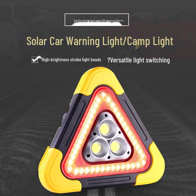 Solar-Powered Emergency Triangle Warning Sign for Cars