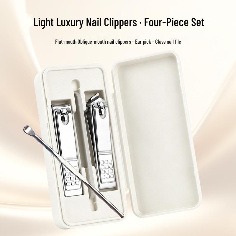 Portable Four-Piece Manicure Set with Nail Clipper, File & Ear Pick