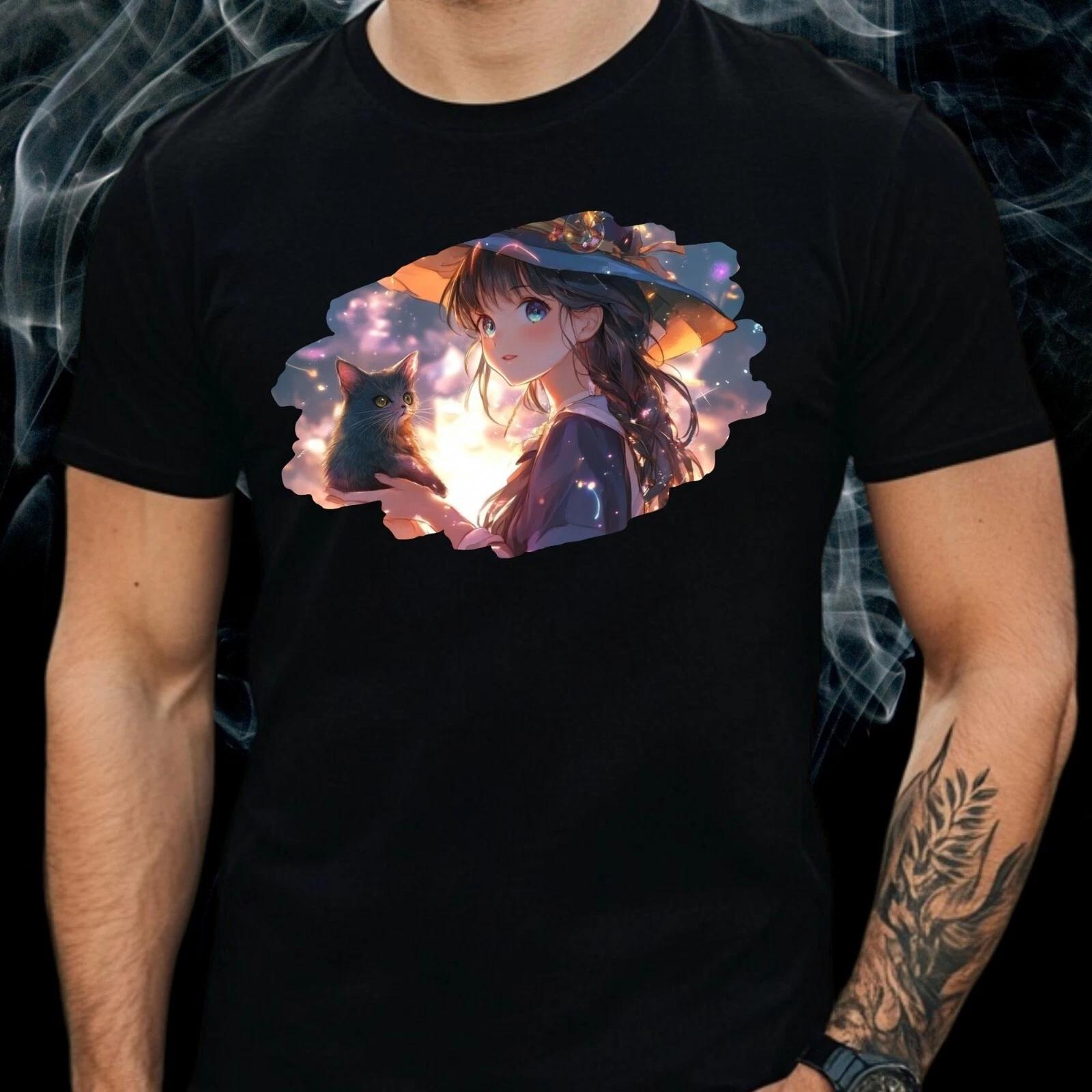 T-Shirt Herren Zauberer Anime Mädchen Motiv Baumwolle Größe S bis 5XL XXL