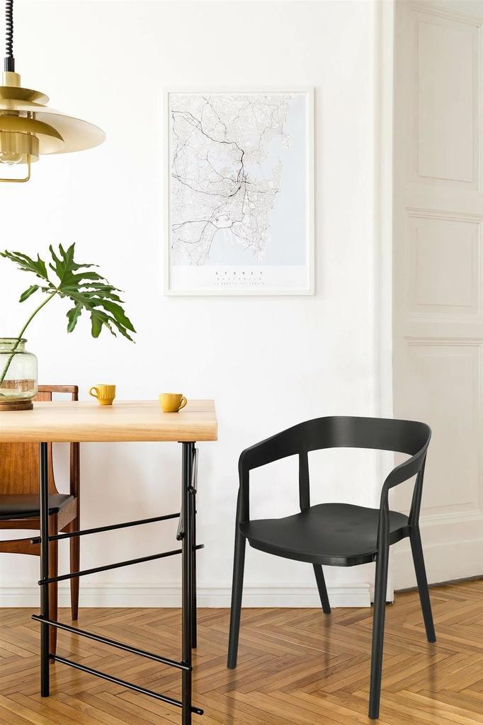Black Bow plastic chair with armrests