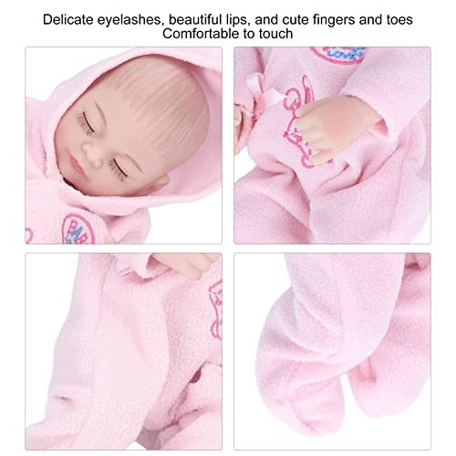 10-inch Reborn Baby Doll, Soft Silicone Reborn Doll with Delicate Face, Comes with Pajamas, Washable, Realistic Baby Doll Toy, 10-inch, Closed Eyes, P