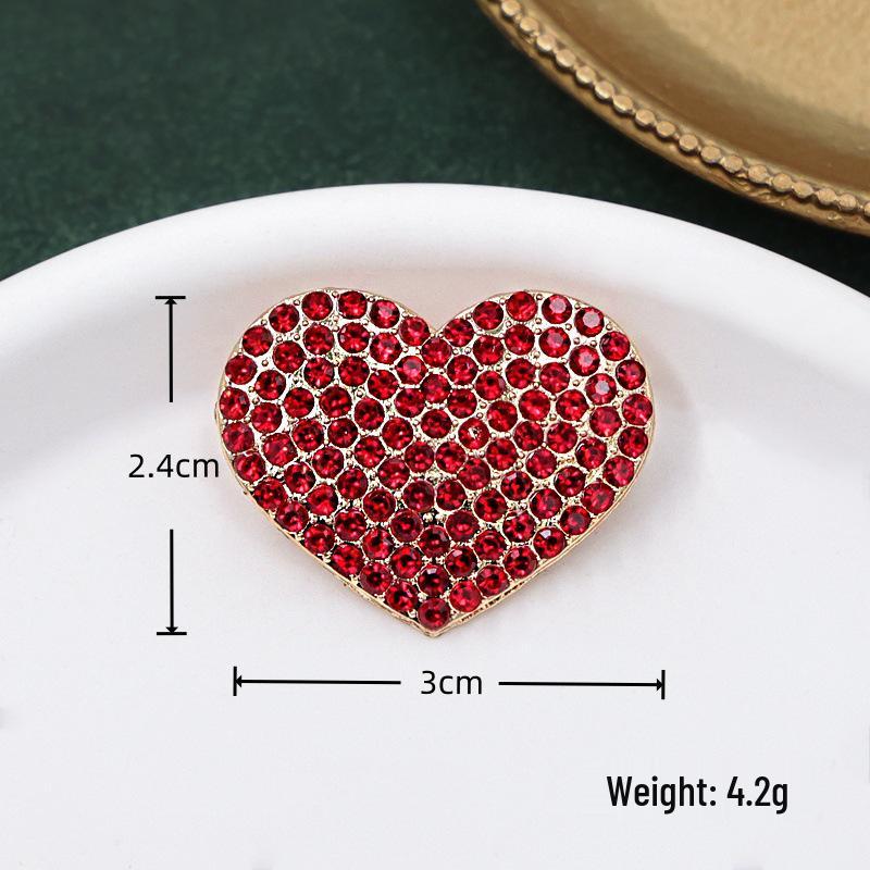 Red Lips Rose Rhinestone Brooch - Heart Design for Clothing
