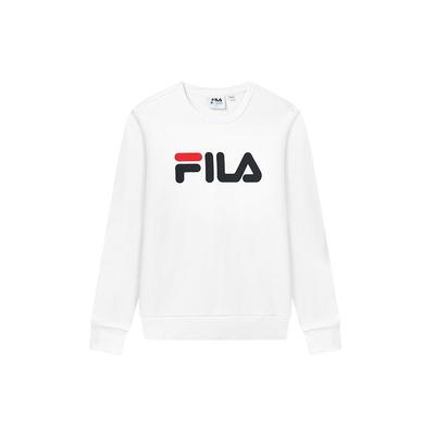 Fila Buchstaben-Logo Sportlich Lässig Rundhals-Pullover Langarm American Vintage Sweatshirt Unisex-Sweatshirt Weiß F51U144231FWT