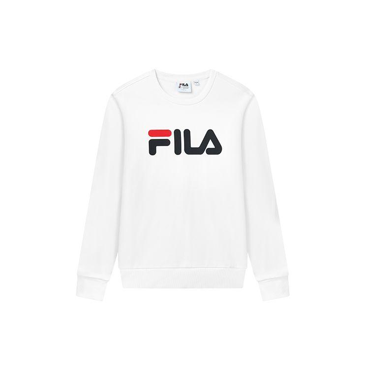 Fila Letter Logo Sports Casual Crew Neck Pullover Long Sleeve American Vintage Sweatshirt Unisex Sweatshirt White F51U144231FWT
