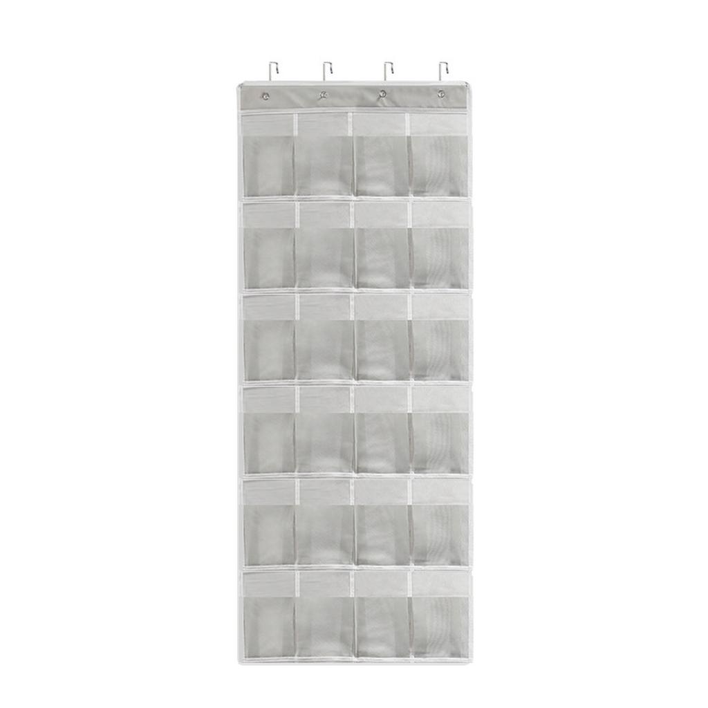 Wall-Mounted 24-Grid Mesh Fabric Storage Rack - Clear Hanging Closet Organizer for Shoes, Sundries, Over-the-Door Use