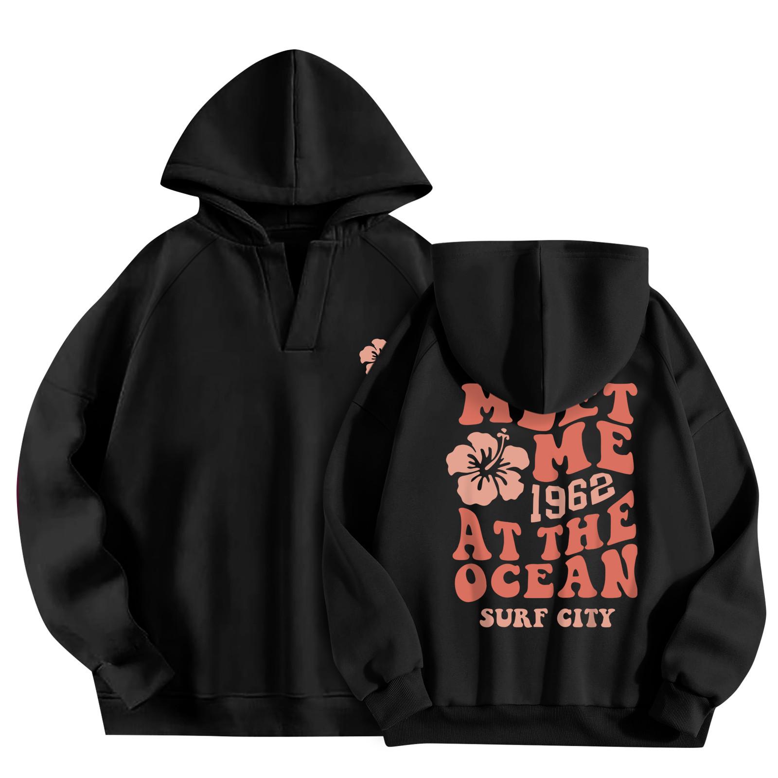 

Толстовки для женщин, осенняя мода, повседневное искусство, цветы, буквенный рисунок, топы с v-образным вырезом, свободные блузки с длинными рукавами S чёрный