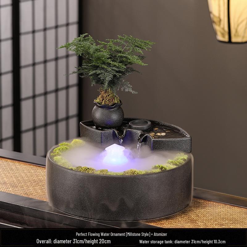 Ceramic Flowing Water Fountain: Wealth-Attracting Desktop Ornament for Living Room & Office Decor