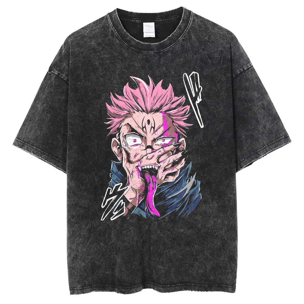 Gojo Satoru Grafické Vintage Prané Pánské Tričko Oversized Y2k Tričko Anime Manga Krátký Rukáv Harajuku Pánské Bavlna Vysoká Kvalita Krátký Rukáv