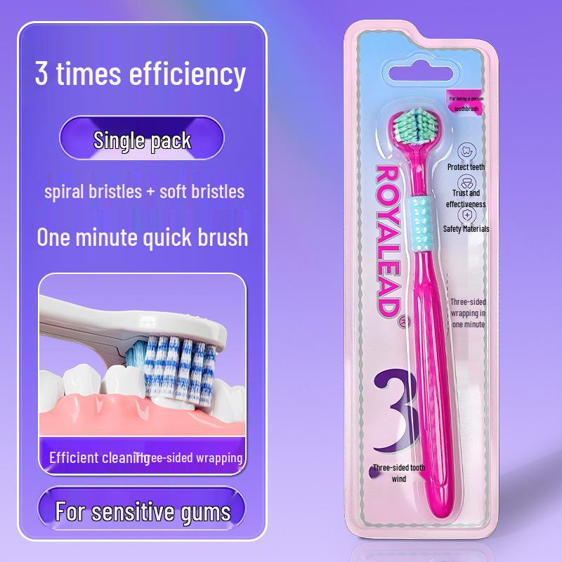 Premium Adult U-Shaped Three-Sided Toothbrush with Soft Bristles, Family Pack, Individually Packaged