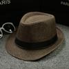 Cotton and Linen Fabric Panama Solid Color Top Hat Jazz Hat Sun Hat Men's and Women's Couple British Sun Hat
