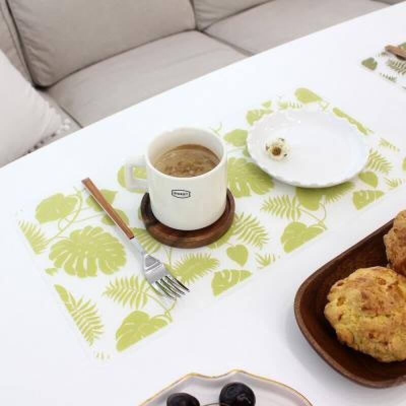 Monstera Clear Silicone Table Mat 1P white