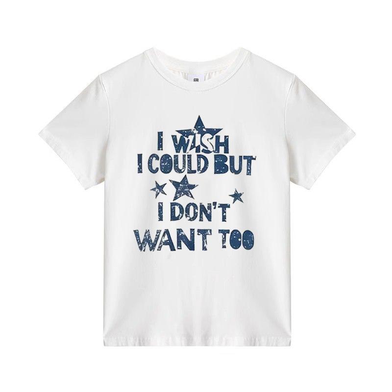 Women'S Black Vintage Letter Graphic Print Short Sleeve T Shirt Top Loose Fit Casual Streetwear Sweet & Cool Style
