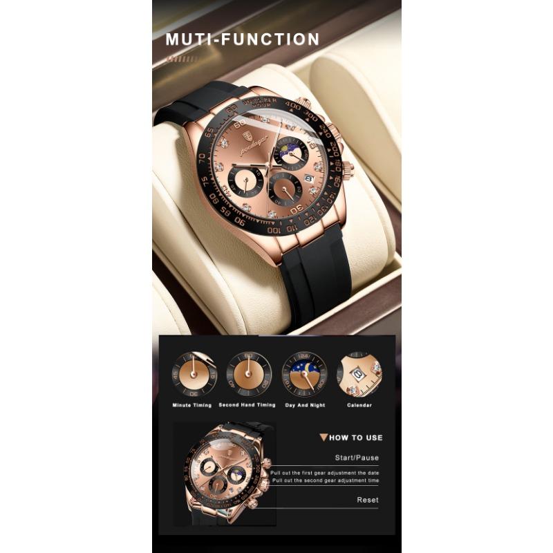 POEDAGAR Luxury Casual Top Brand Watch Business Sport Chronograph Date Luminous Waterproof Silicone Strap Watch Male reloj