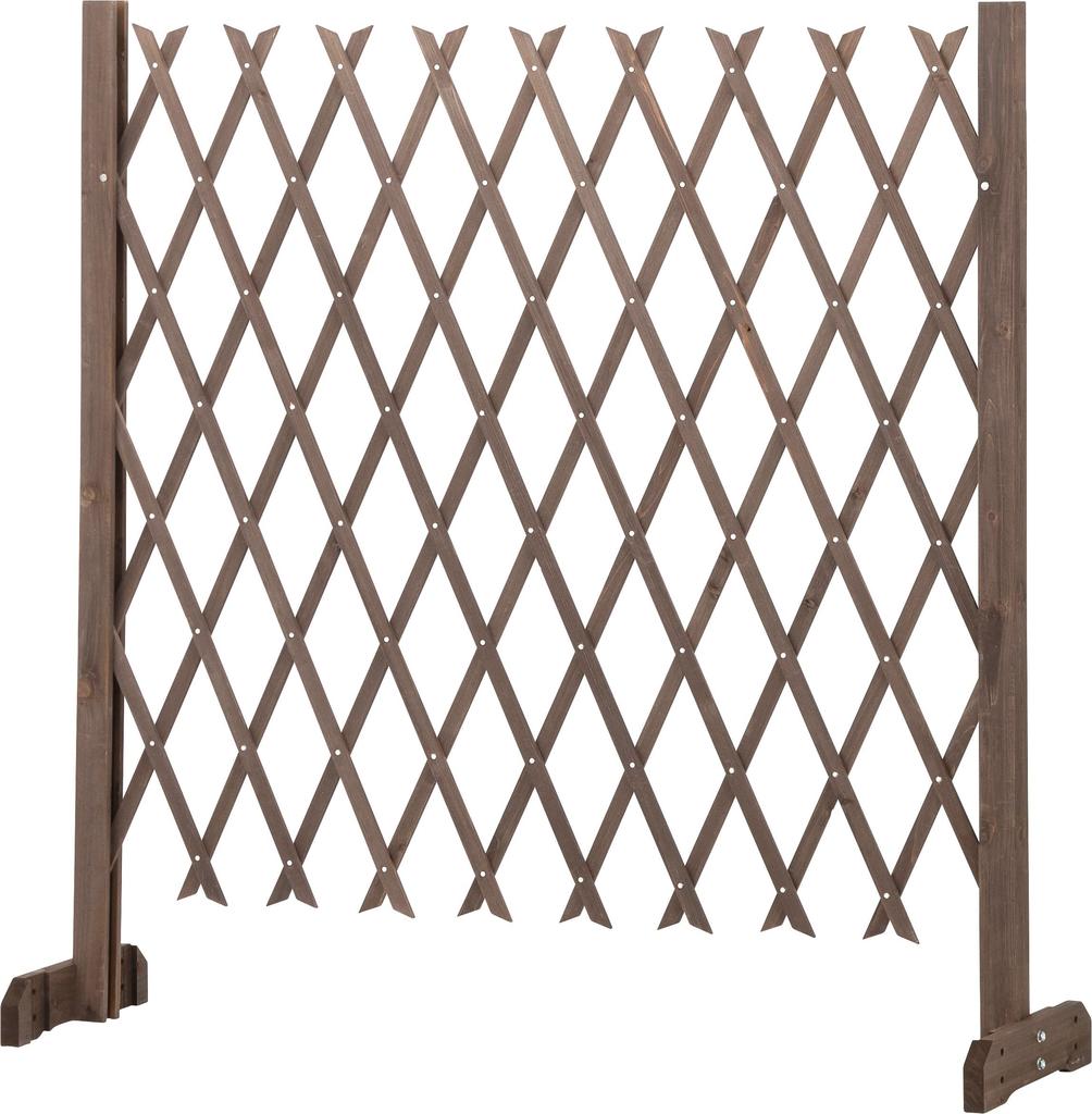 Takasho WSR-1212B Extendable Lattice Fence with Stand, 120x120cm, Brown, Wooden, Adjustable Legs, Stylish Trellis