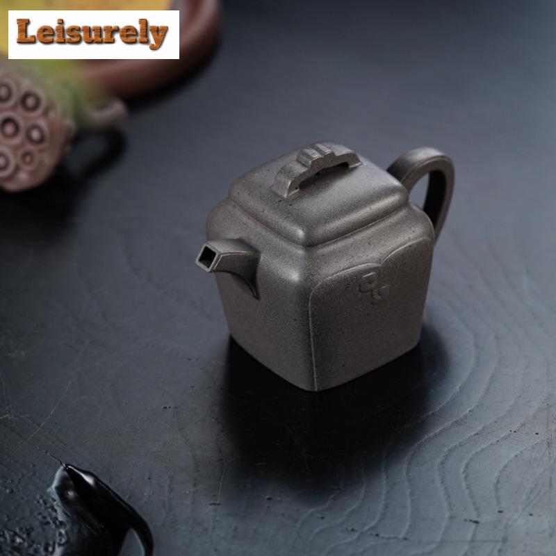 130ml Authentic Yixing Purple Clay Teapots Handmade Pot Raw Ore Steel Grey Section Mud Kettle With Strainer Zisha Tea Set Gift