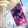 2D Flach, 1 Stück 2D Flache Dekorationsflagge, Cyberpunk-Stil Dual-Gun Kampfkrieger Musterflagge, Rosa-Lila Ton Sci-Fi Künstlerisches Wandbehang, Trendig Bac