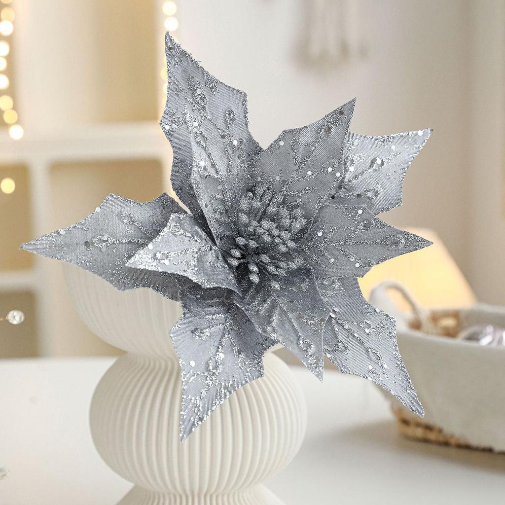 Látkový Umělý Květ Flitrový Květ Vánoční Květ Květinové Aranžmá Dekorace Ozdoby Vánoční Věnec Ratanové Dekorace