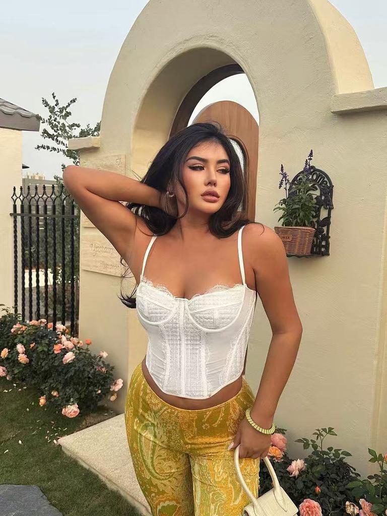 Sexy Lace Corset Top With High Elastic Mesh Fabric For Adult Women