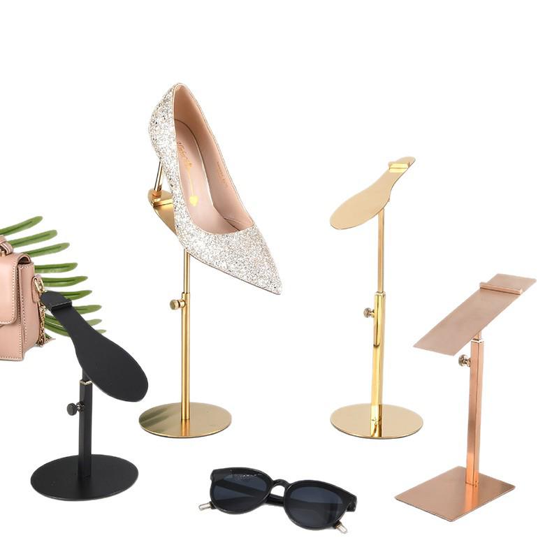 Verstellbares Schuh-Ausstellungsregal aus Edelstahl für Messen und Einkaufszentren