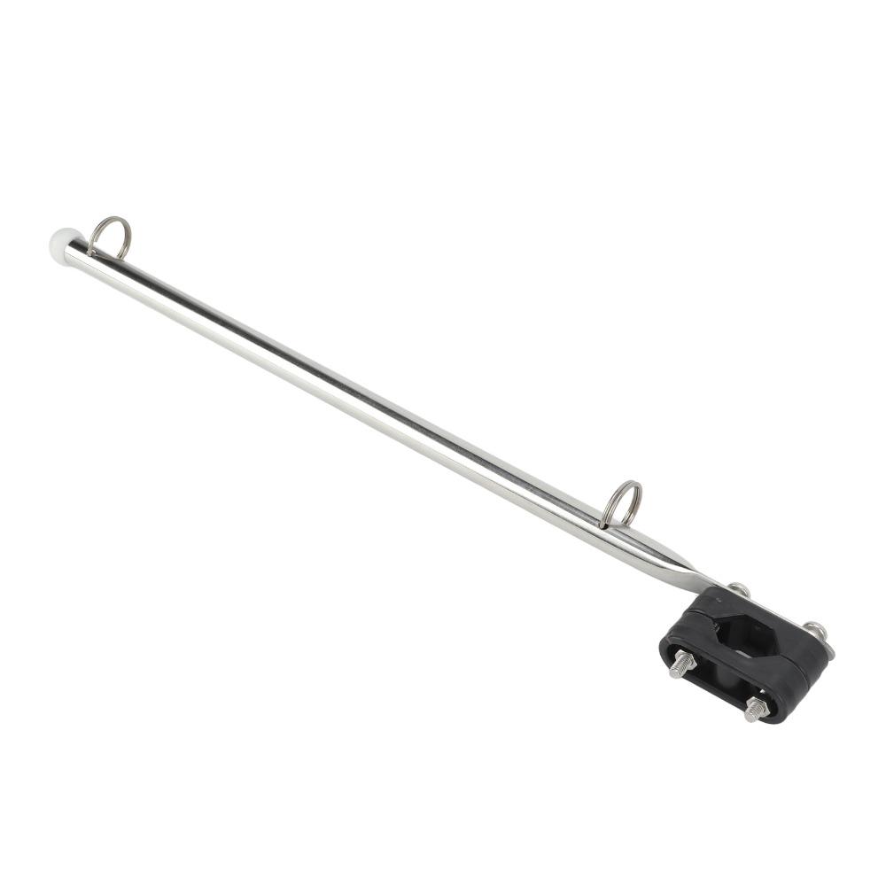 Silver Marine Flag Pole 390mm Flagpole Flag Holder Stand Rail Type Flag Pole  Boats