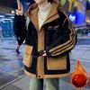 Winter Fleece-lined Thickened Jacket Men's New Fashion Cold-proof Warm Youth Hong Kong Style Tooling Large Pocket Cotton-padded Jacket