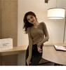 2023 Autumn Winter Women's Slim-fit V-neck Korean Style Knit Sweater