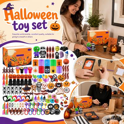 228pcs Halloween Toy Set Includes Assorted Themed Toys and Accessories for Holiday Party Favors and Trick or Treating Fun