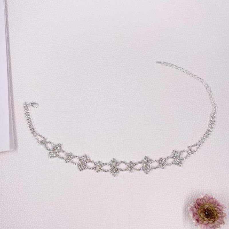 

Rhinestone necklace and earring set - diamond-encrusted accessories for evening gowns