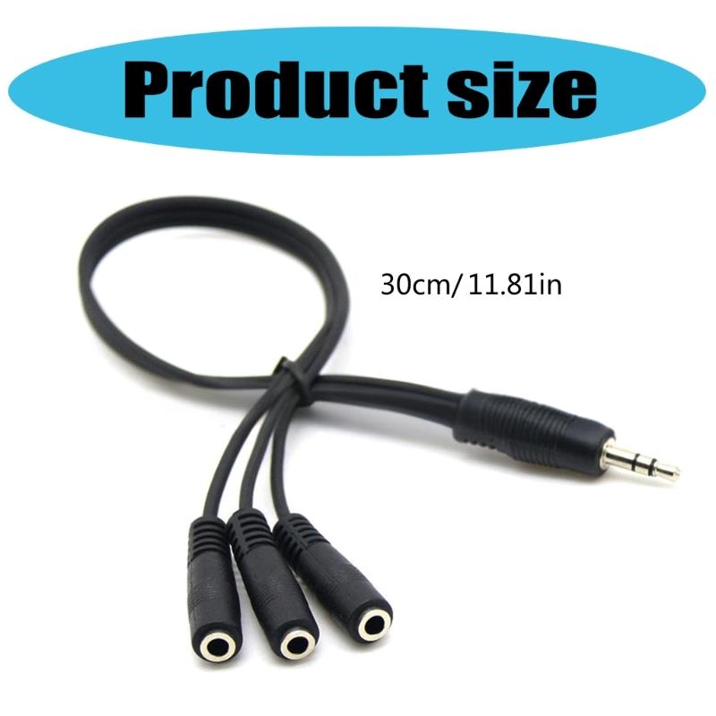 30cm 3.5mm Splitter Cable with 3 Outputs, Fluorescent PVC Housing Microphone Connection Cord Wire