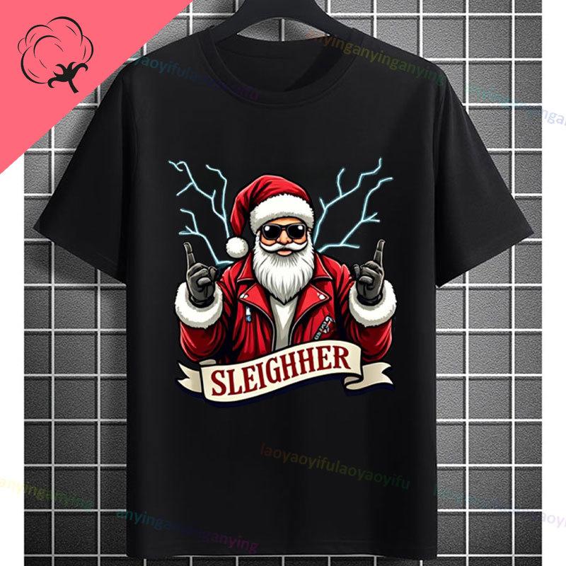 Funny Muscular Santa Christmas Gym Graphic Tshirt Casual Sports Humor Style Pure Cotton Shortsleeve Tshirt Outdoor Clothing