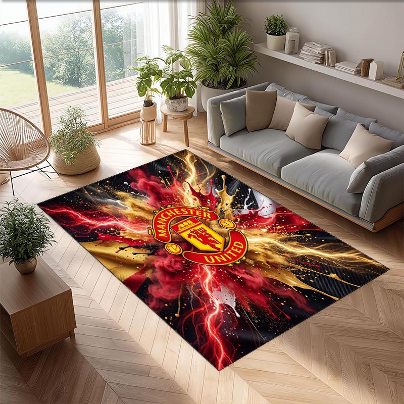 Tappeto in Flanella Stampato Manchester United Antiscivolo Morbido Poliestere Tappeto per Pavimento Tappetino Decorativo per Interni per Camera da Letto Soggiorno Divano