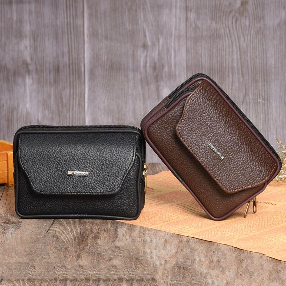 Casual PU Leather Men Waist Bag Travel Waterproof Bum Belt Pack Sport Comfortable Phone Pouch