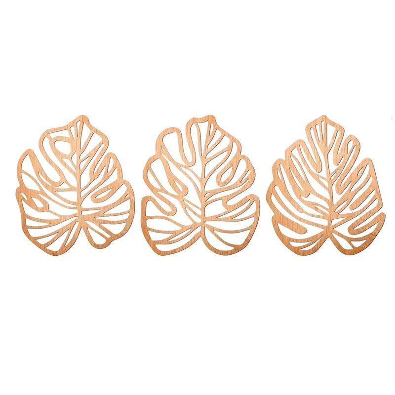 Good-Wooden Natural Leaves Wall Decor, 3Pcs Palm Leaves Wood Wall Decor, Tropical Jungle Plant Wall Art