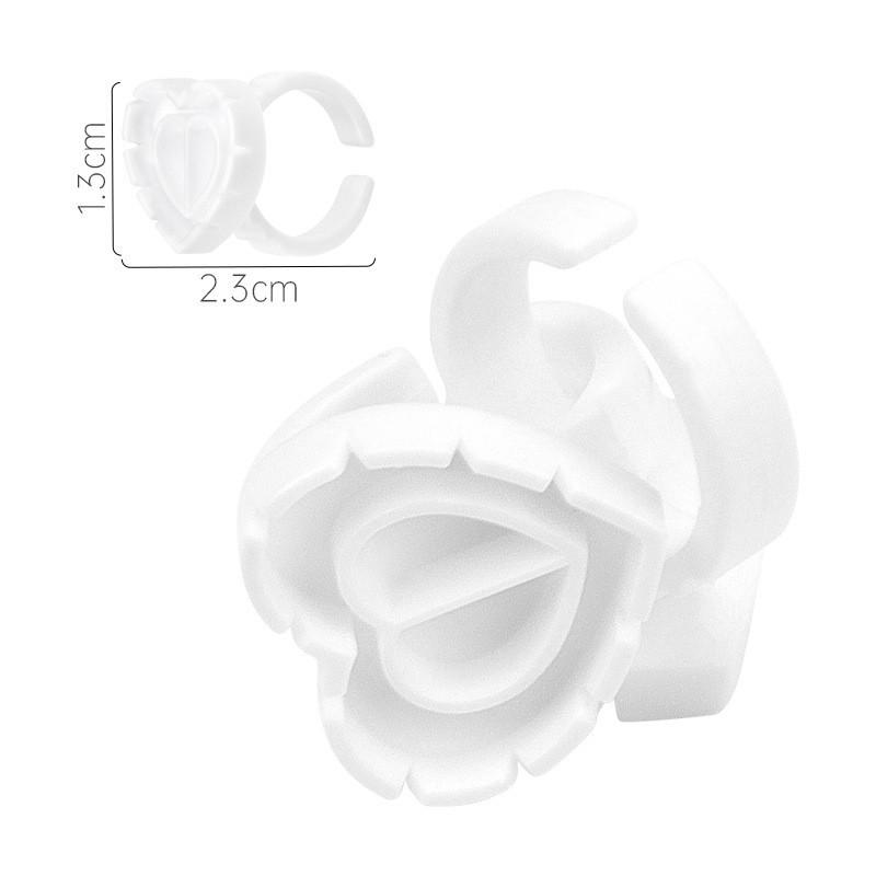 Heart-Shaped Eyelash Glue Ring Cups, 100-Pack - Eyelash Grafting & Embroidery Tools
