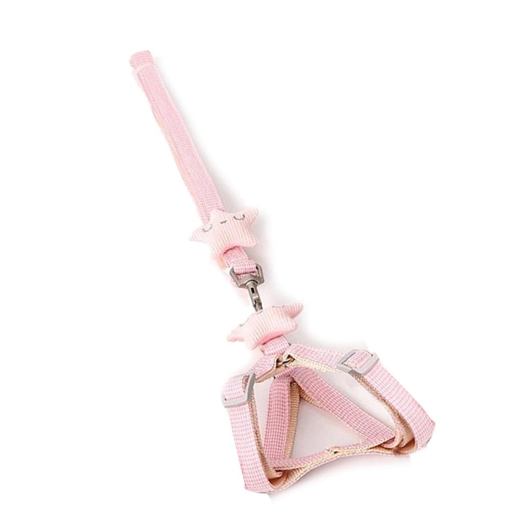 Dog Harness Leash Adjustable Comfortable Handle Safe Pet Vest with Traction Rope for Cat Walking Pink 1.5x120cm