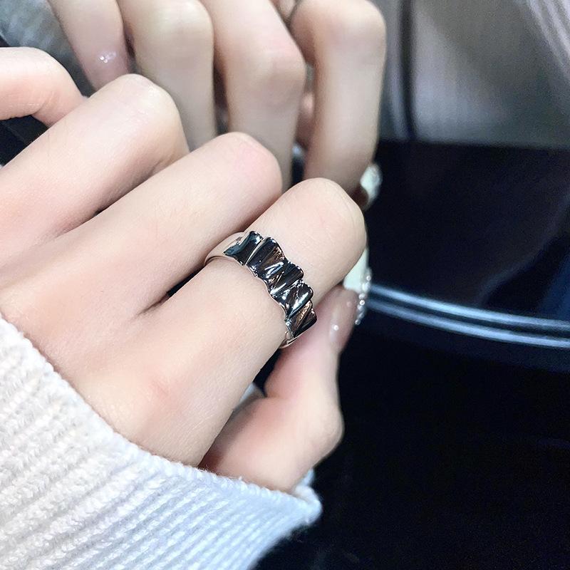 Full Diamond Zircon Niche Design High Sense Cold Wind Personality French Open Ring Index Finger Ring Female