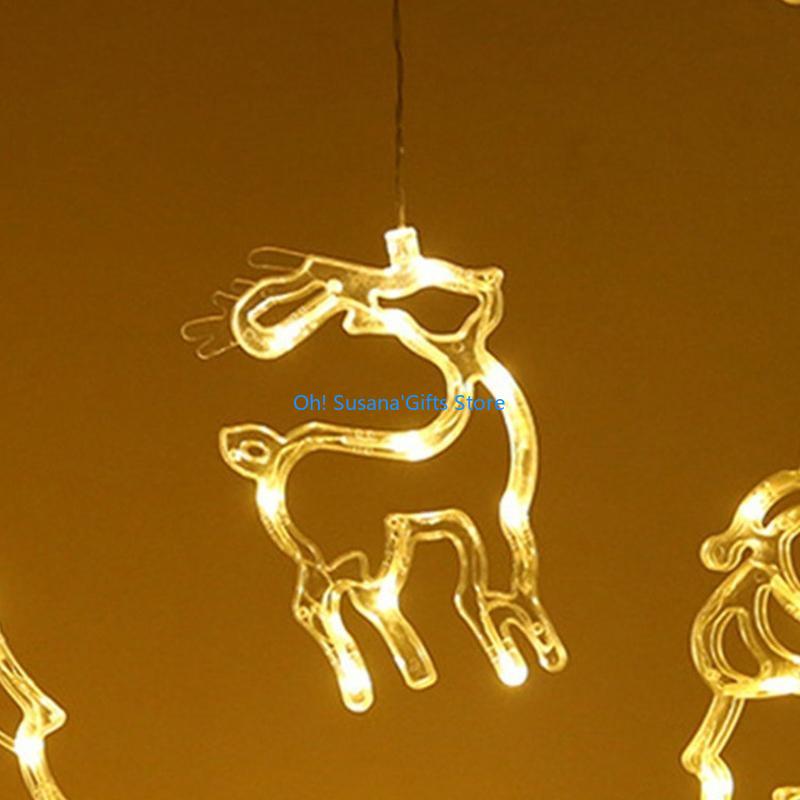 090D Plastic Window Suction Cup Lights Holiday Decor for Christmas 8 Shapes to Choose