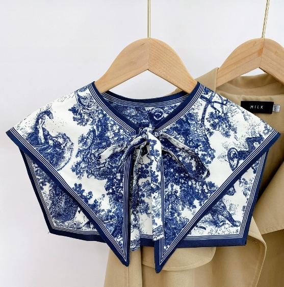 New Design Floral Shawl Fake Collar Women Detachable Collars Big Lapel False Collar Shoulder Wrap Scarf Clothing Accessories