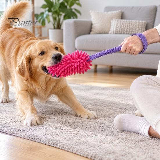 Tough Dog Toys with Handles Rope Toy, Durable Interactive Plush Tug Reinforced Handles, Chew Dental Cleaning Polyester Toy for Small Large Dogs