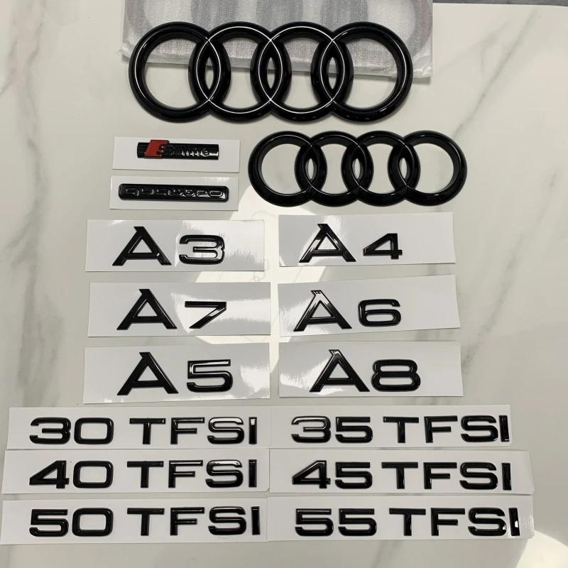 2026 Car Rear Trunk Emblem Sticker For Audi A3 A4 A5 A6 A7 A8 Q3 Q5 Q7 Original Size Quarrto Sline Emblem ABS Black Refit Accessories
