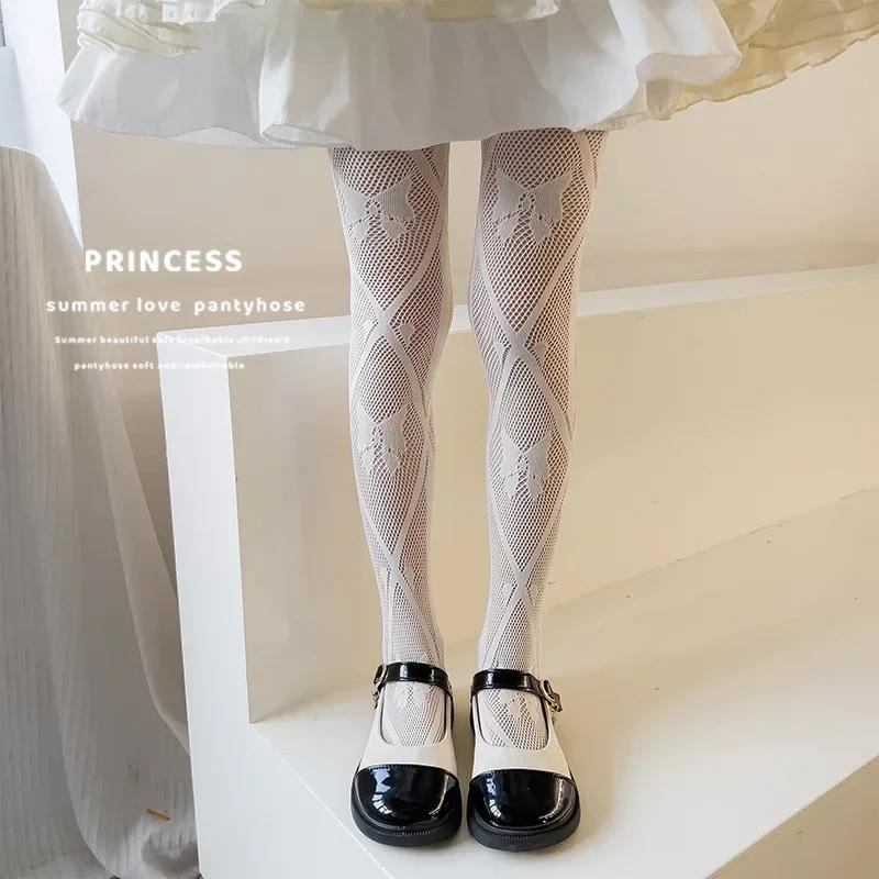 

Милые детские леггинсы-чулки принцессы, модные милые колготки с большим бантом для детей, летние тонкие дышащие полые носки L