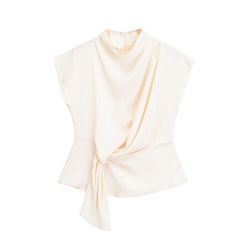 

Женская одежда Модная Повседневная Простая и Короткая Блузка-пеплум Milky White XS