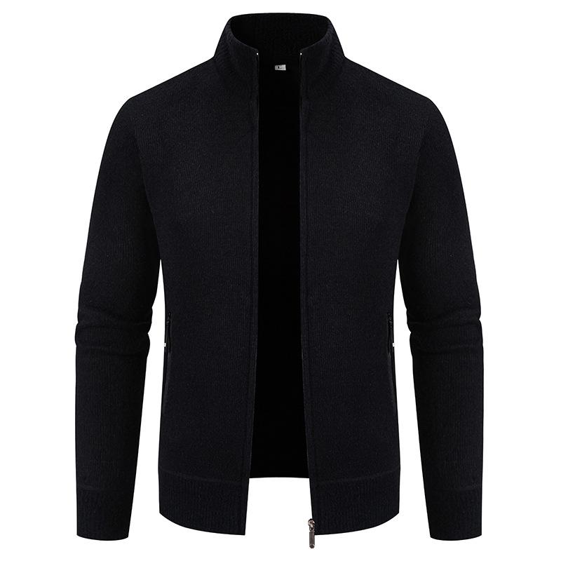 Men's Autumn and Winter Thickened Thermal Stand-up Neck Knitted Sweater Jacket