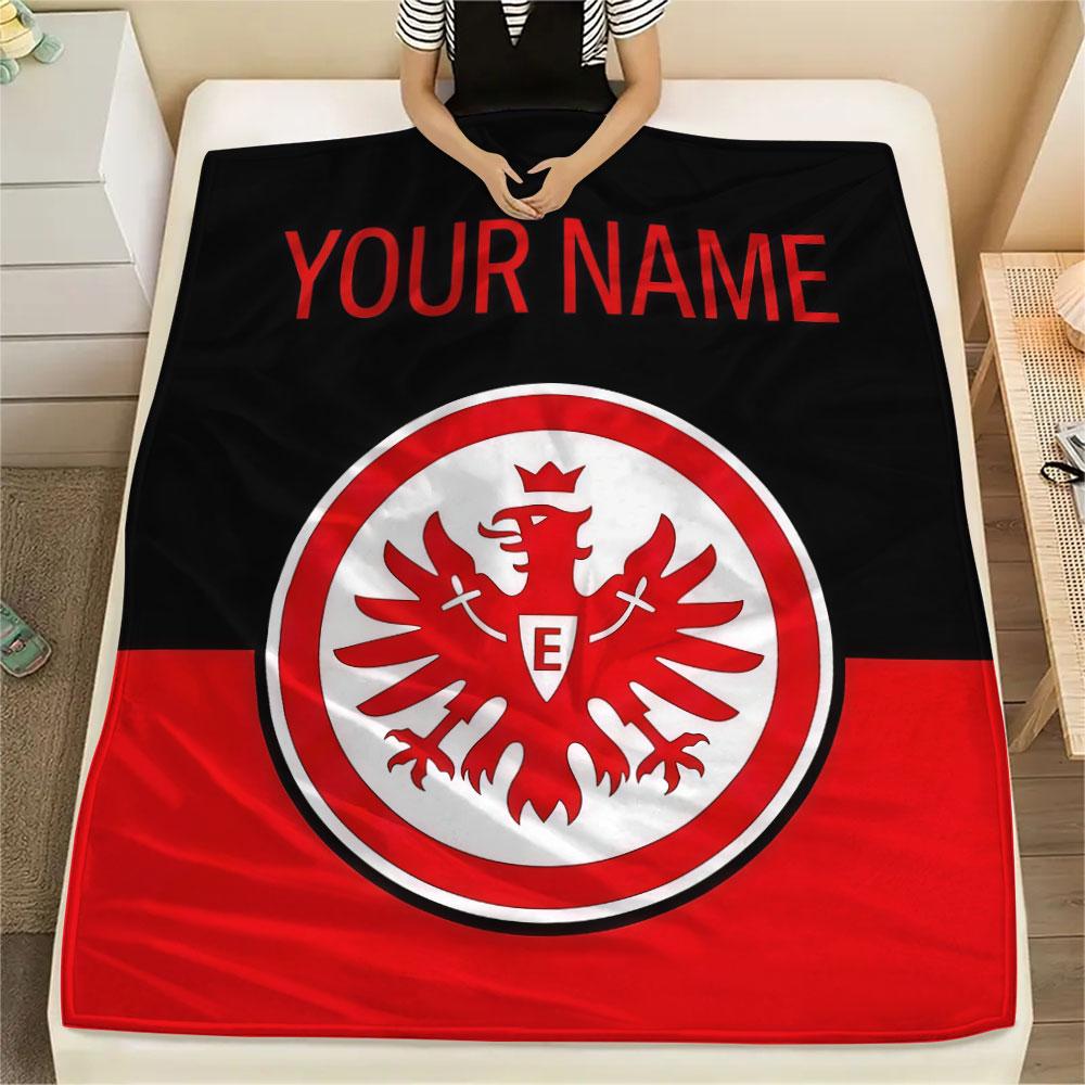 Custom Name,Eintracht Frankfurt Printed Flannel Blanket, Soft Throw for Bedroom Sofa, Washable, Christmas Present, Great Gift.