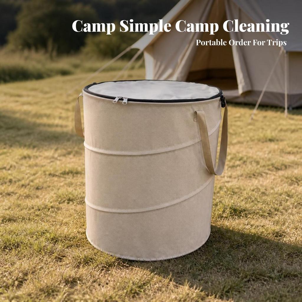 Portable Collapsible Yard Bin with Lid Heavy-Duty Foldable Trash Compact