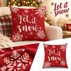 Christmas Covers with Letters and Snowflake Digital Print, Linen Cushion Cases for Sofa and