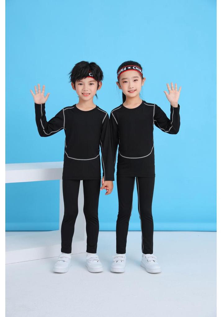 Kids' Quick-Dry Base Layer Sports Set: High-Elasticity Compression Top & Pants for Running, Training, Fitness, and Basketball